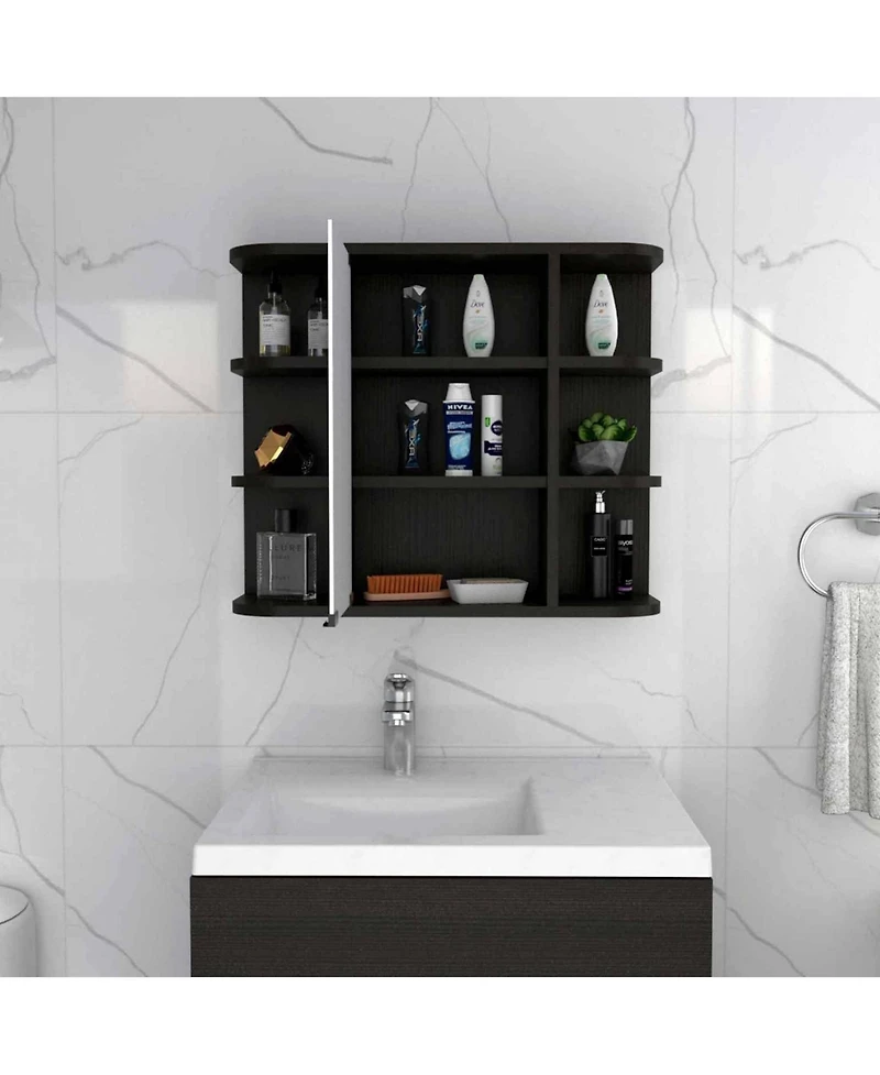 Slickblue Wall Mounted Bathroom Cabinet with 6 Storage Shelves for Toiletries and Essentials