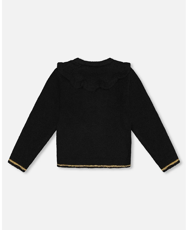 Deux par Girl Knitted Cardigan with Rhinestones Black