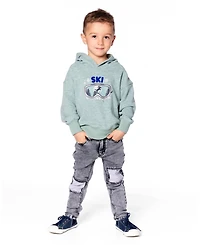 Deux par Boy Super Soft Hooded Brushed Jersey Sweatshirt with Graphic Print Green