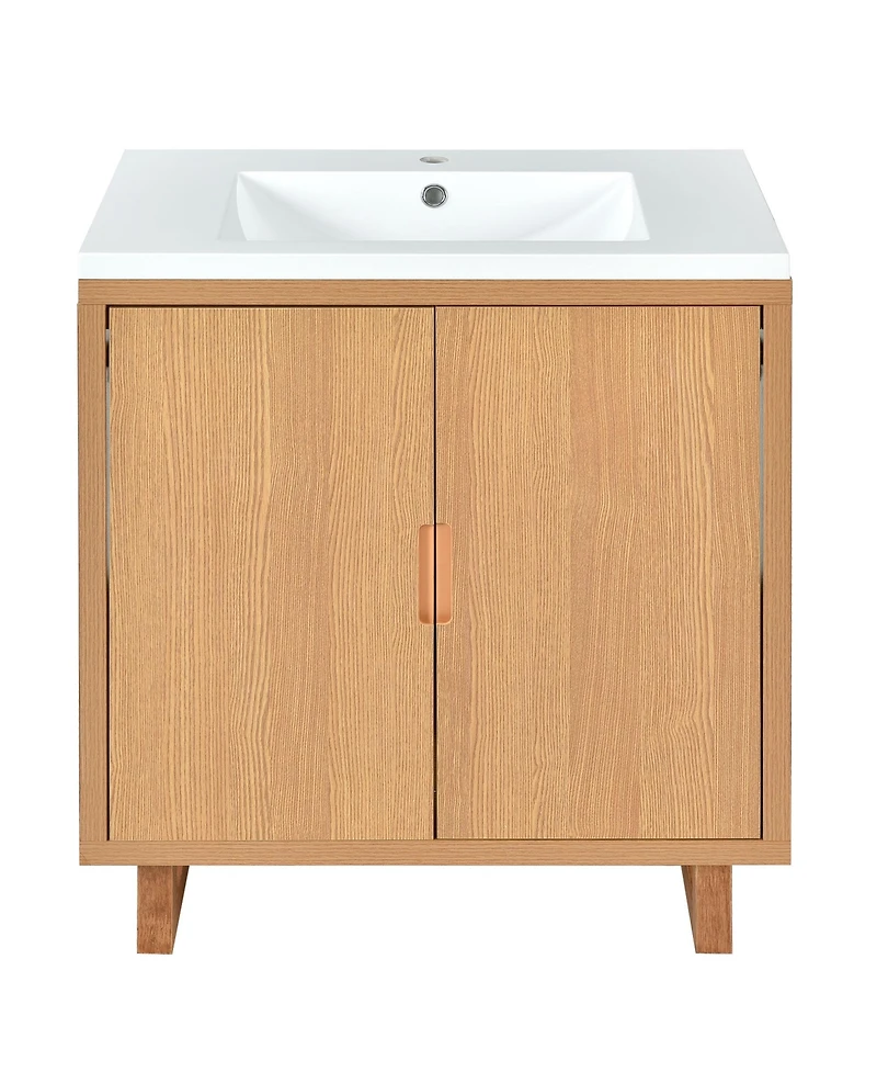 Casainc 30" Solid Wood Bathroom Vanity Set with Sink and Storage Cabinet, Durable & Elegant