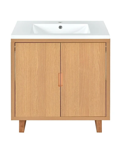 Casainc 30" Solid Wood Bathroom Vanity Set with Sink and Storage Cabinet, Durable & Elegant