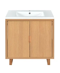 Casainc 30" Solid Wood Bathroom Vanity Set with Sink and Storage Cabinet, Durable & Elegant