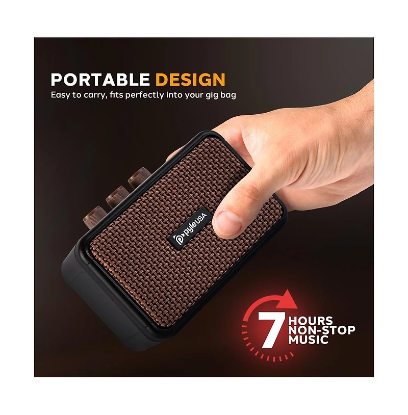 Pyle 5W Portable Mini Electric Guitar Amplifier for Desktop Practice (Black)