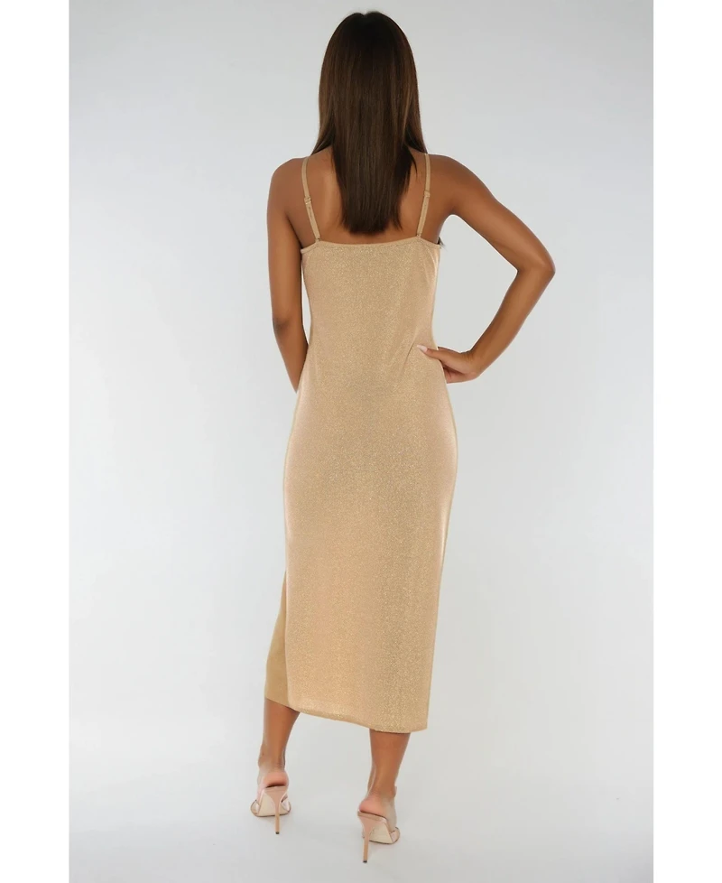 Bebe Women's Milan Metallic Bodycon Maxi Dress