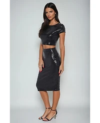 Bebe Women's Two Piece Disco Dot Top With Midi Skirt