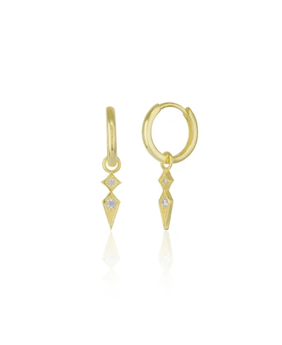 Sterling Silver Pave Spike Rhombus Drop Earrings