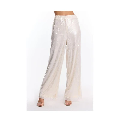 The Noli Shop Womens Alba Sequin Pant - Pearl