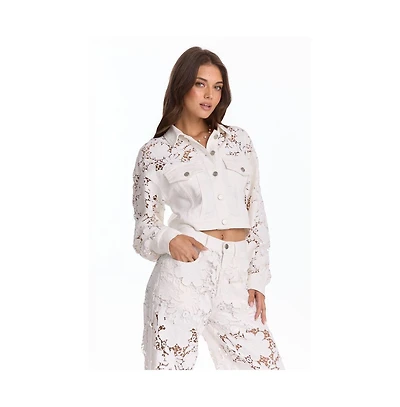 The Noli Shop Women's Celeste Jean Jacket - White