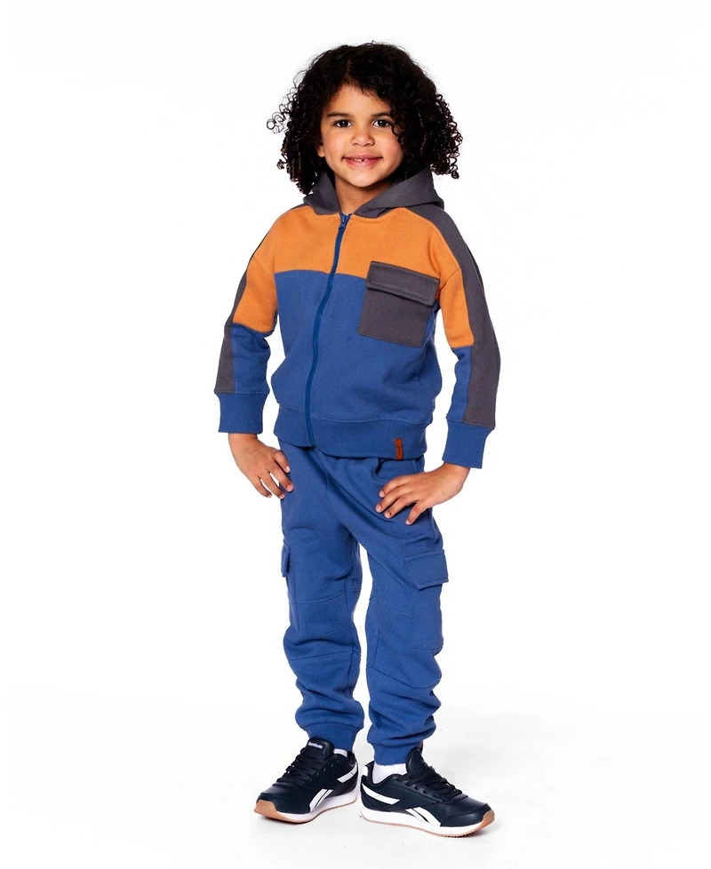 Deux par Big Boys Full Zip Fleece Color Block Sweatshirt
