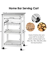 Volenca Kitchen Island Cart with Stainless Steel Tabletop and Basket