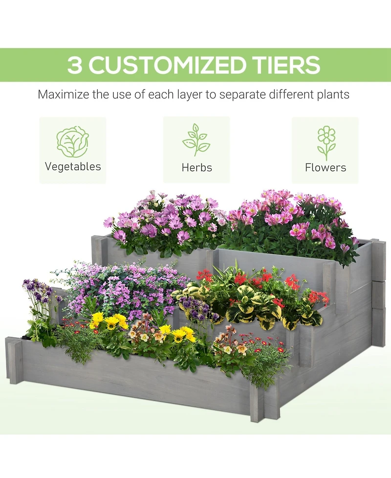 Outsunny 3 Tier Raised Garden Bed for Vegetables,