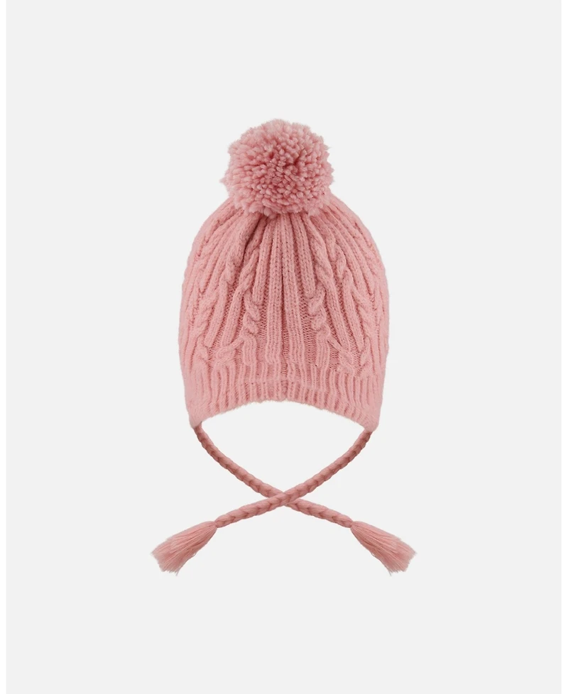 Deux par Girl Lined Winter Hat with Pompom Dusty Pink - Toddler|Child