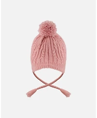 Deux par Girl Lined Winter Hat with Pompom Dusty Pink - Toddler|Child