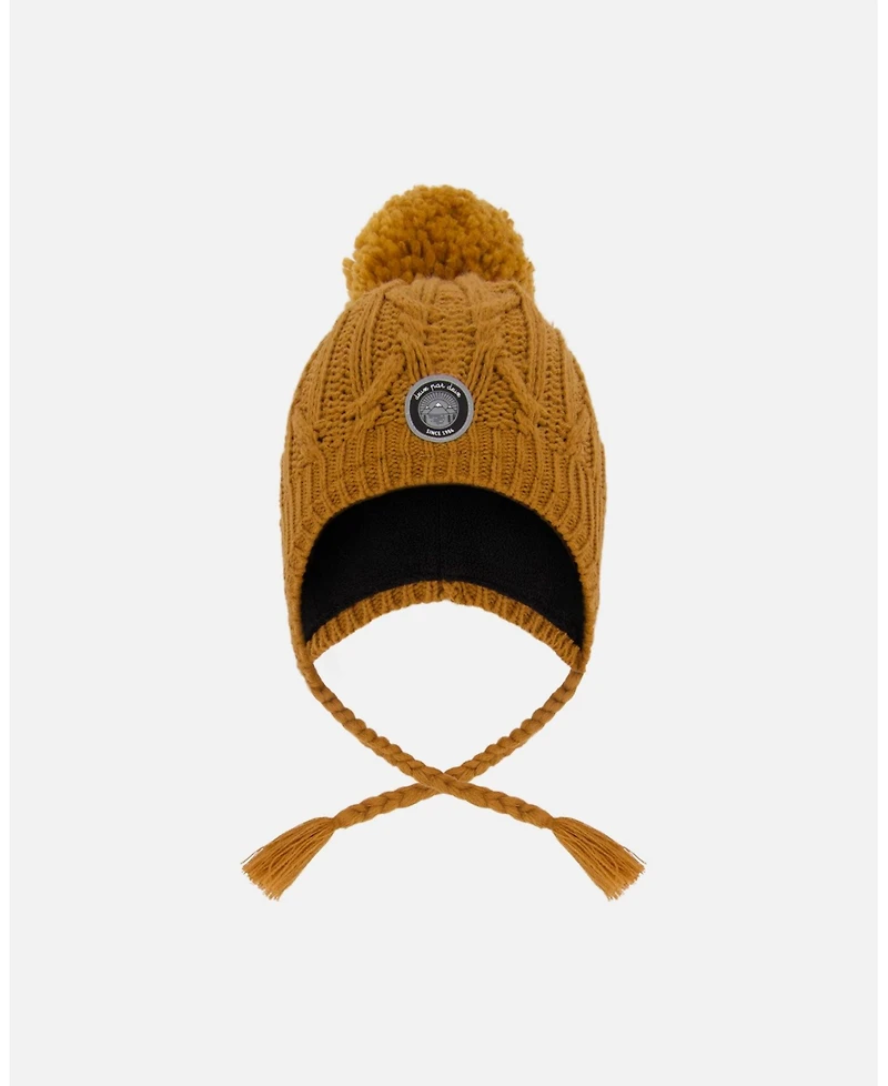 Deux par Boy Lined Winter Hat with Pompom Brown Sugar - Toddler|Child