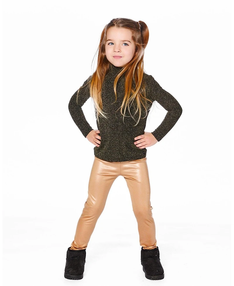 Deux par Girl Stretch Shiny Leggings Golden Beige - Toddler|Child