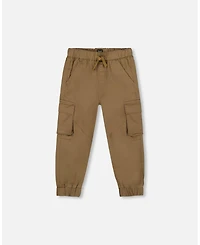 Deux par Baby Boys Twill Jogger Cargo Pants Taupe