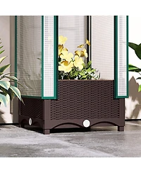 Outsunny Raised Flower Bed with Trellis, 15.7" x 15.7" x 48.8",