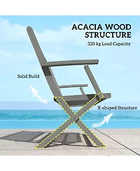 Outsunny Wood Outdoor Bench, 2-Person Foldable Patio Garden