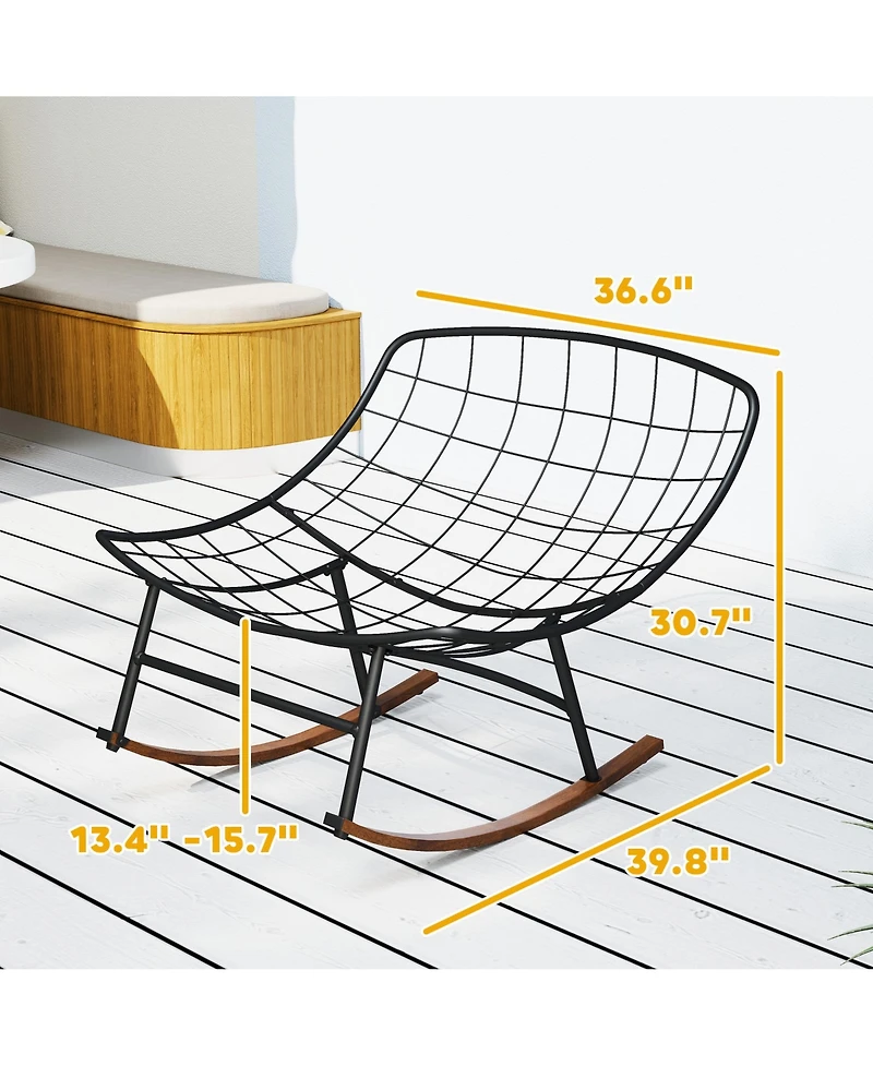 Outsunny Outdoor Rocking Chair Set of 2, Papasan Chairs,