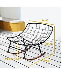 Outsunny Outdoor Rocking Chair Set of 2, Papasan Chairs,