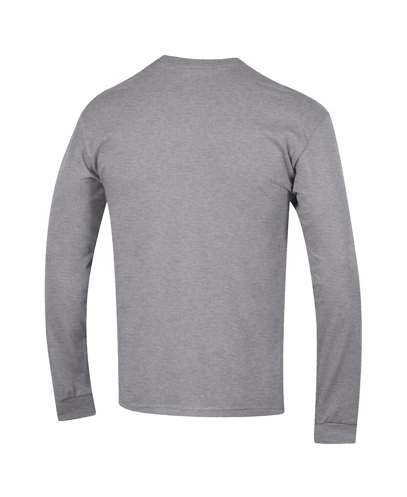Champion Men's Heather Gray Ohio State Buckeyes Arch Over Logo 2-Hit Long Sleeve T-Shirt