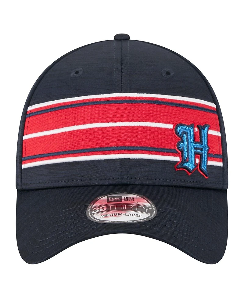 New Era Men's Navy Houston Texans Stripes 39THIRTY Flex Hat
