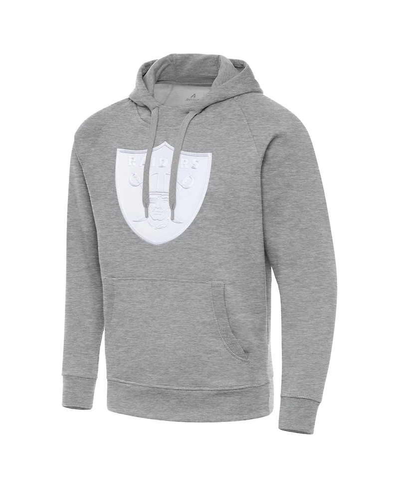 Antigua Men's Heather Gray Las Vegas Raiders Victory Pullover Hoodie