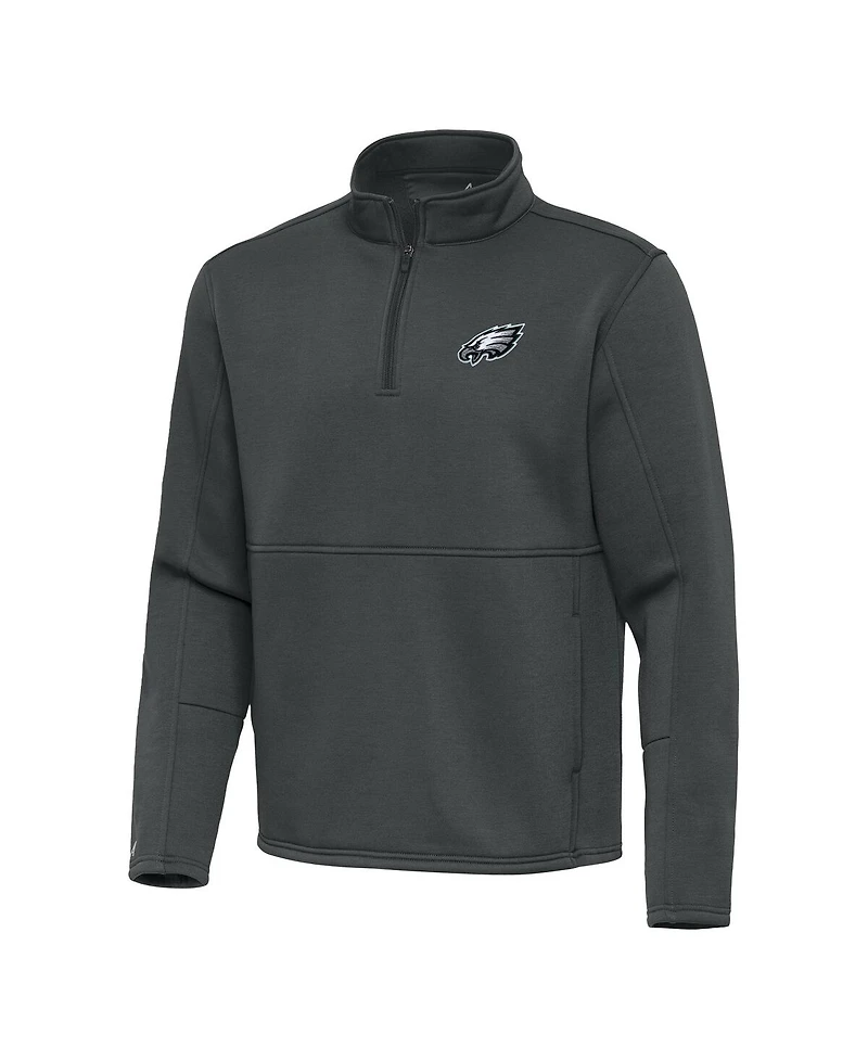 Antigua Men's Pewter Philadelphia Eagles Twist Quarter-Zip Pullover