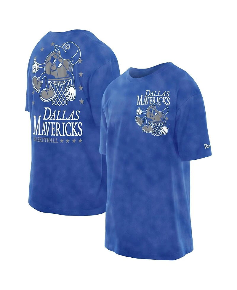 New Era Men's Blue Dallas Mavericks Old School Sport Enzyme Wash Oversized T-Shirt