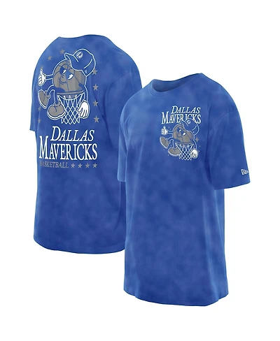 New Era Men's Blue Dallas Mavericks Old School Sport Enzyme Wash Oversized T-Shirt