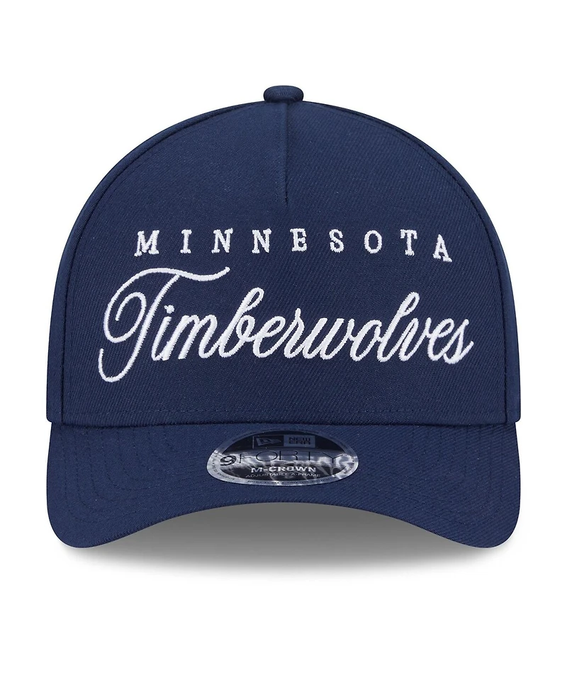 New Era Men's Navy Minnesota Timberwolves 2025 Nba Draft M-Crown A-Frame 9FORTY Adjustable Hat