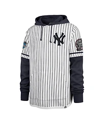 '47 Brand Men's White New York Yankees 2000 World Series Winning Stripes Shortstop Pullover Hoodie