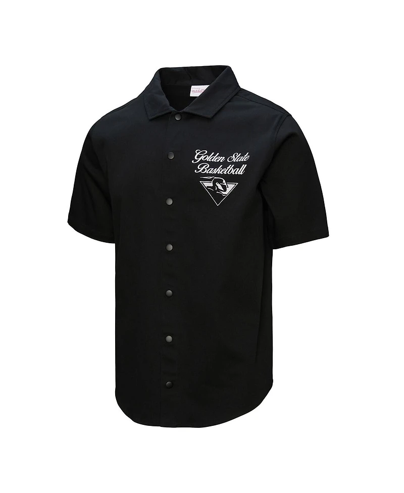 Mitchell & Ness Men's Black Golden State Warriors Hardwood Classics Camp Shirt