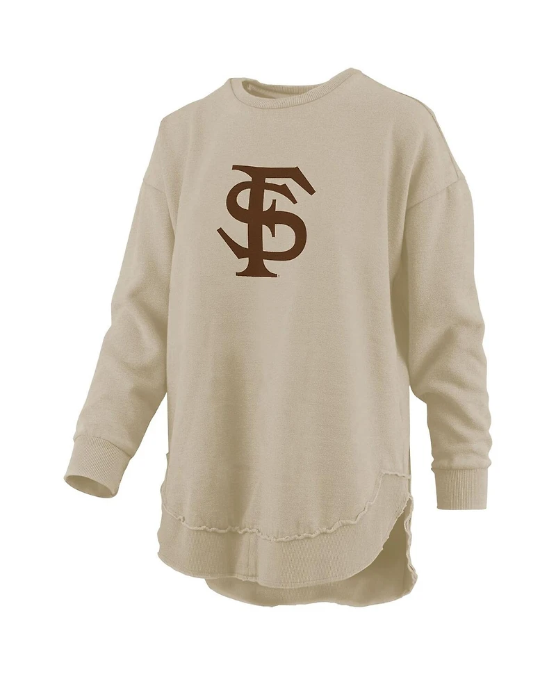 Pressbox Women's Tan Florida State Seminoles Poncho Fleece Pullover Sweatshirt