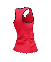 New Era Women's Red Houston Texans Lettuce Hem Notch Neck Tri-Blend Tank Top