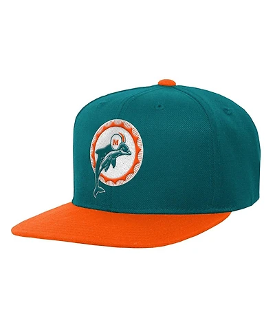 Mitchell & Ness Big Boys and Girls Aqua Miami Dolphins Team Two-Tone Snapback Hat