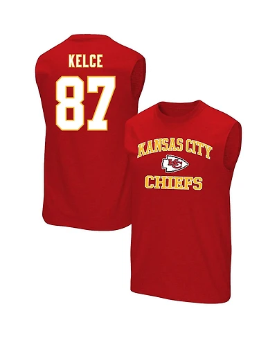 Fanatics Men's Travis Kelce Red Kansas City Chiefs Big Tall Player Name Number Muscle Tank Top T-Shirt