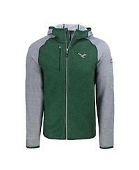 Cutter & Buck Men's Green/Gray Philadelphia Eagles Throwback Mainsail Sweater-Knit Full-Zip Hoodie
