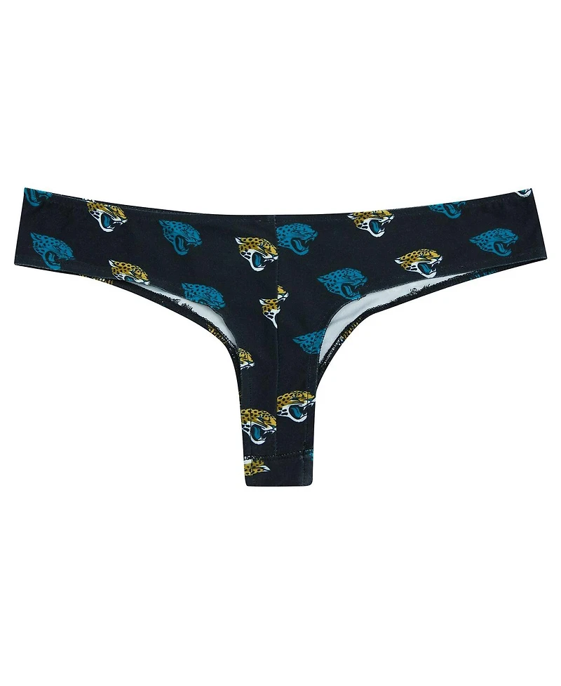Concepts Sport Women's Black Jacksonville Jaguars Record Allover Print Knit Thong