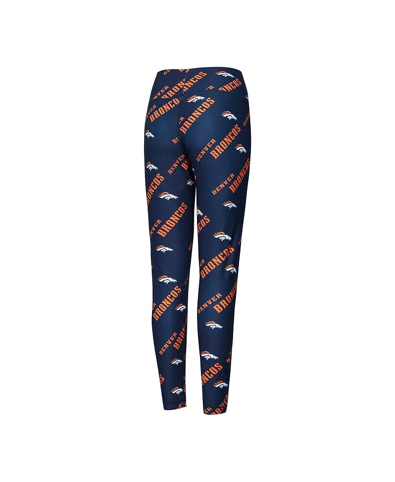 Concepts Sport Women's Navy Denver Broncos Breakthrough Allover Print Knit Sleep Leggings