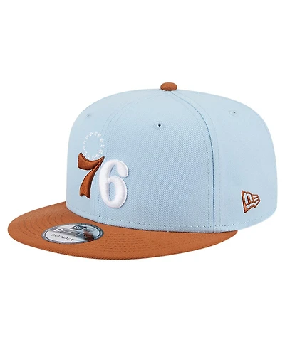 New Era Men's Light Blue/Brown Philadelphia 76ers 2-Tone Color Pack 9FIFTY Snapback Hat