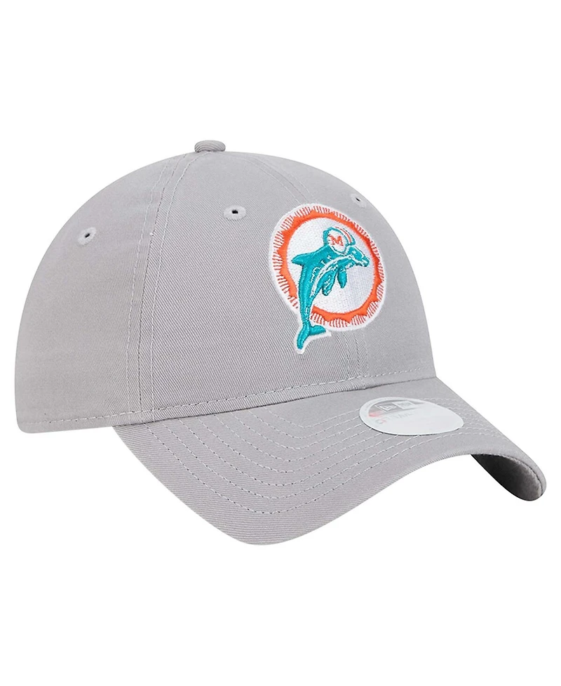New Era Women's Gray Miami Dolphins Throwback 9TWENTY Adjustable Hat