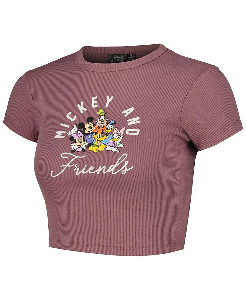 Mad Engine Women's Maroon Mickey Friends T-Shirt