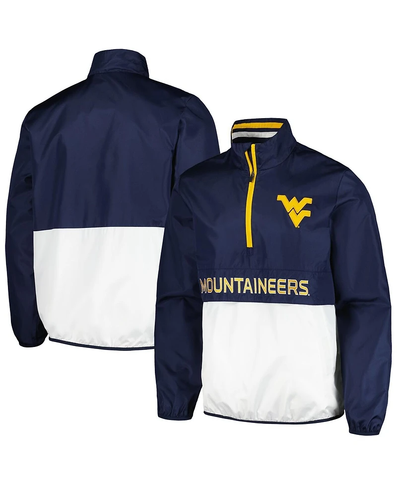 G-iii Sports by Carl Banks Men's Navy West Virginia Mountaineers Cornerman Half-Zip Top