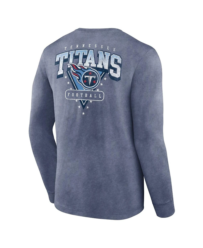 Fanatics Men's Heather Navy Tennessee Titans Heritage Snow Wash Long Sleeve T-Shirt