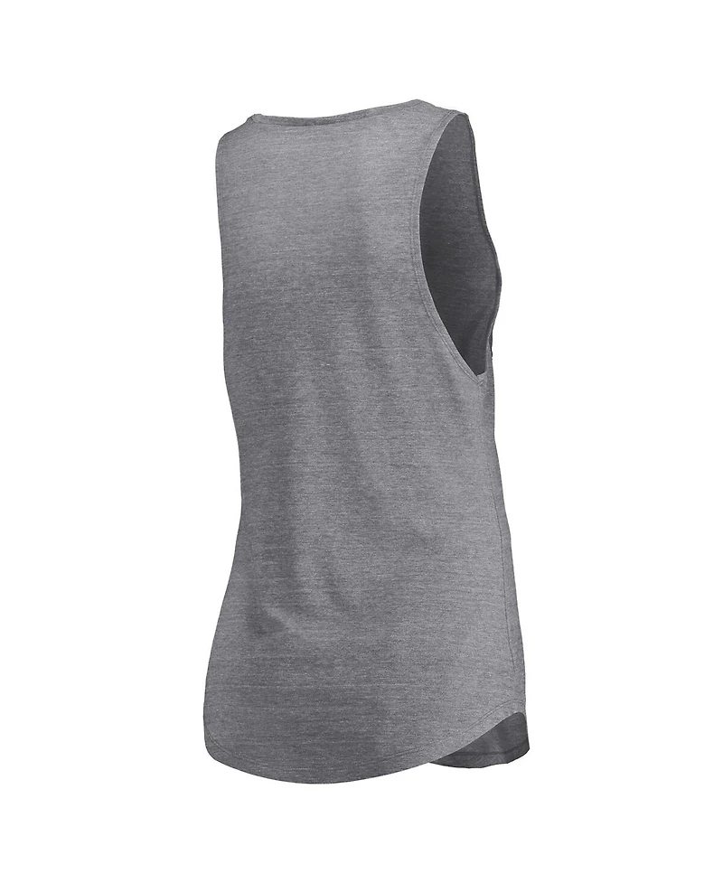 Fanatics Women's Heathered Gray Dallas Mavericks Quality Time Open Scoop Neck Tri-Blend Tank Top