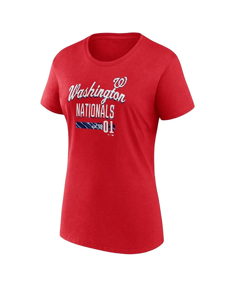 Fanatics Women's Red Washington Nationals Logo Fitted T-Shirt