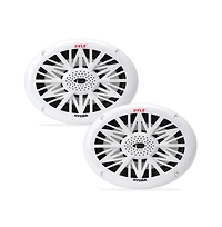 Pyle Dual 6'' x 9'' Water Resistant Marine Speakers, 2-Way Full Range Stereo Sound, 260 Watt, White