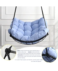 Flynama Hammock Chair Swing with Cushion - Outdoor Indoor Hanging Hammock Chair for Patio, Porch, Bedroom, Garden, Courtyard, Balcony