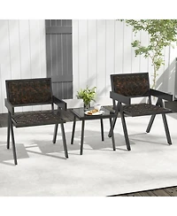 Gouun 3 Pieces Patio Wicker Bistro Set with Quick-Drying Foam